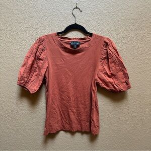 Faith & Zoe Rust Puff Sleeve Blouse